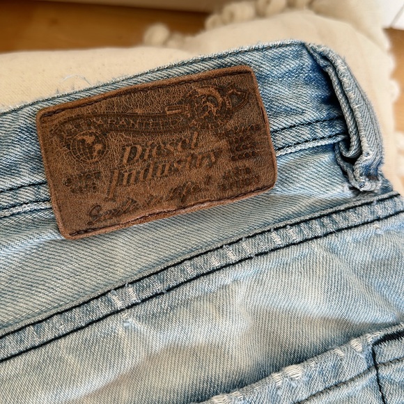 Light wash Diesel Distressed Jean Shorts - Picture 5 of 7